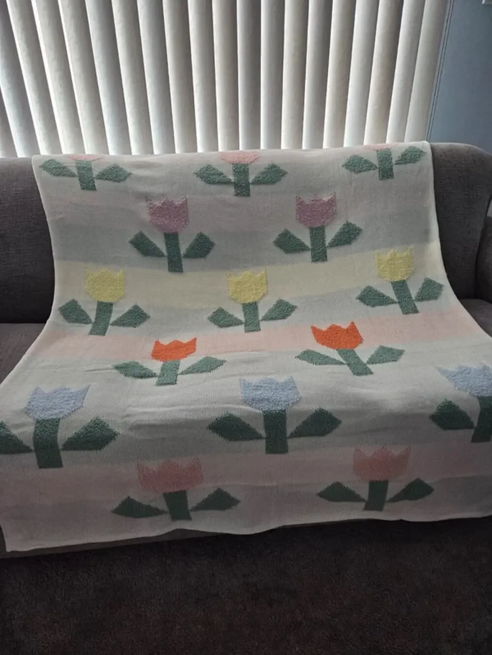 Pillowfort Tulip Knit Throw Blanket Pastel Floral 48x58 Kids Spring Target